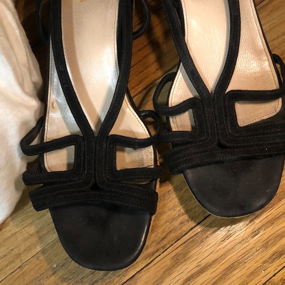 Vintage Prada Open Toe Cork Slingback Wedges - Picture 3 of 9